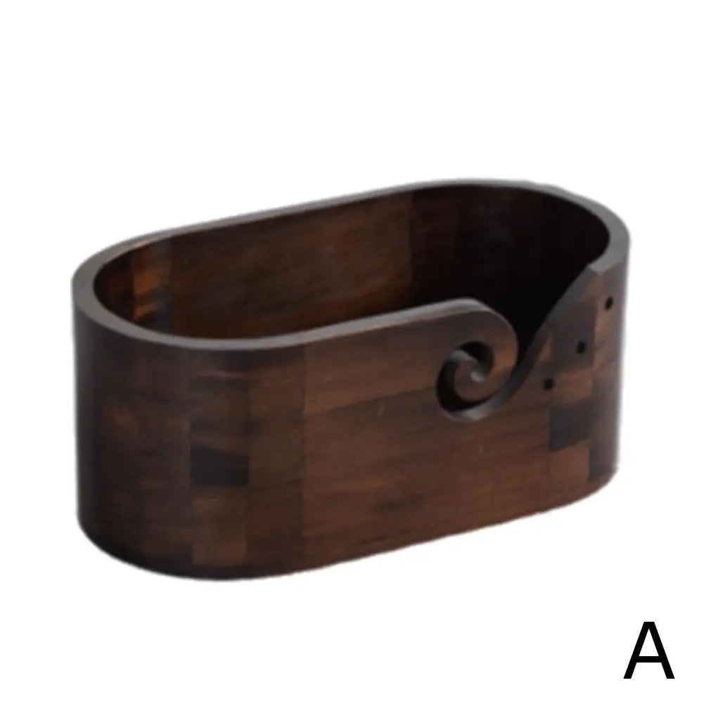 Bol à laine ovale grand format en bois StitchNest™ — guide-fil + repose-crochet (28,5 cm