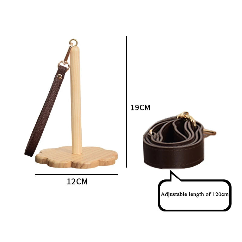 Support de pelote portable en bois StitchNest™ — bracelet + bandoulière (anti-nœuds)