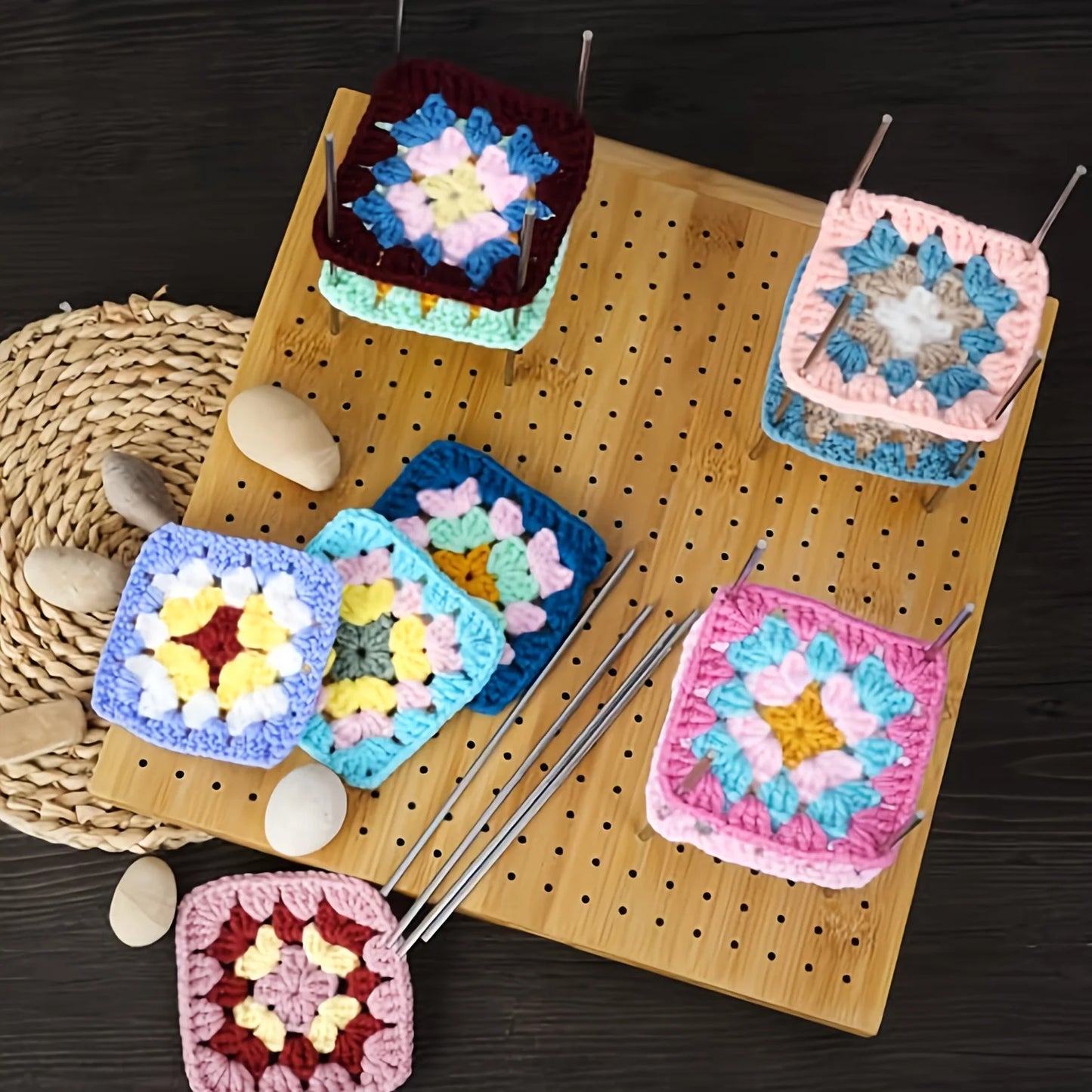 Plaque de blocage pour crochet & tricot StitchNest™ — mise en forme granny squares (2 tailles)