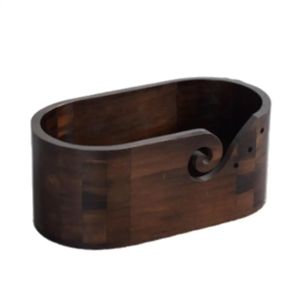 Bol à laine ovale grand format en bois StitchNest™ — guide-fil + repose-crochet (28,5 cm